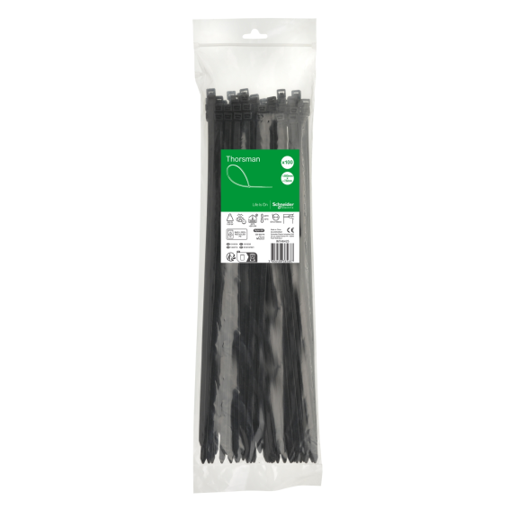 Schneider Electric IMT46425, Thorsman, 380x7.6mm, Siyah, Kablo Bağı, 100 Adet