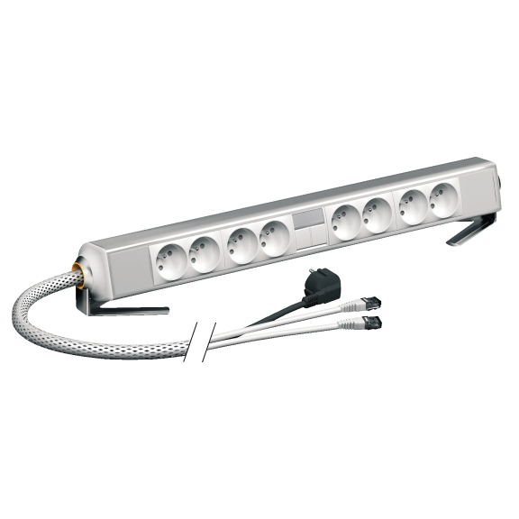 Schneider Electric ISM20350P, OptiLine 45, Döner Masaüstü Servis Kutusu, 8xTopraklı Priz ve 2xRJ45 CAT6 Prizli