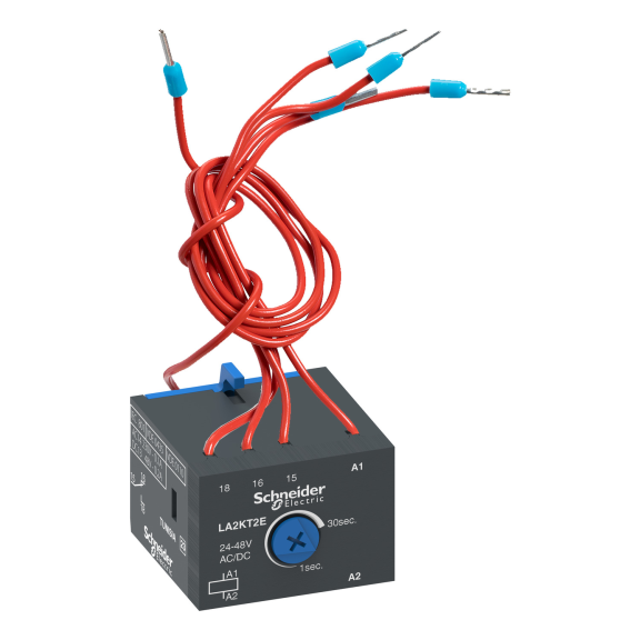 Schneider Electric LA2KT2E, TeSys K, Mini Kontaktörler için Zaman Rölesi, Çekmede Gecikmeli, 1K/A, 1-30sn, 24-28 Volt AC/DC
