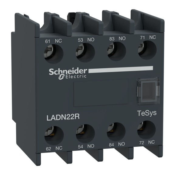 Schneider Electric LADN22R, TeSys Deca, Kontatörler İçin Toza Karşı Dayanıklı Yardımcı Kontak Blok, 2NA+2NK