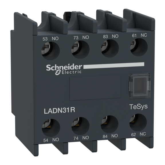Schneider Electric LADN31R, TeSys Deca, Kontatörler İçin Toza Karşı Dayanıklı Yardımcı Kontak Blok, 3NA+1NK