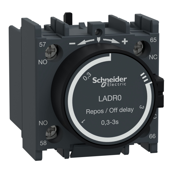 Schneider Electric LADR0, TeSys Deca, Düşmede Gecikmeli Pnömatik Zaman Rölesi, 0.1-3 sn