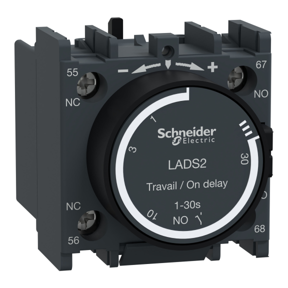 Schneider Electric LADS2, TeSys Deca, Yıldız-Üçgen Devresi için Çekmede Gecikmeli Pnömatik Zaman Rölesi, 1-30 sn