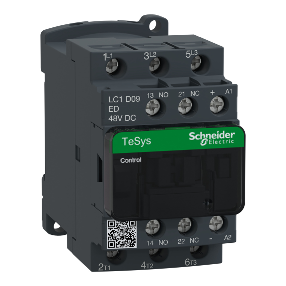 Schneider Electric LC1D09ED, TeSys Deca, 9 Amper, 4 kW, 3 Kutuplu, Kontaktör, 48 Volt DC, 1NA+1NK