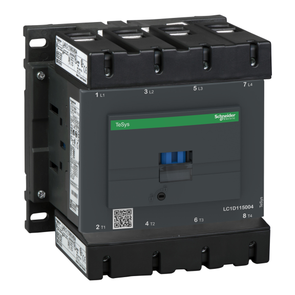 Schneider Electric LC1D115004F7, TeSys Deca, 200 Amper, 4 Kutuplu, Kontaktör, 110 Volt AC, 1NA+1NK
