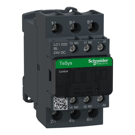 Schneider Electric LC1D32BL, TeSys Deca, 32 Amper, 15 kW, 3 Kutuplu, Kontaktör, 24 Volt DC, 1NA+1NK
