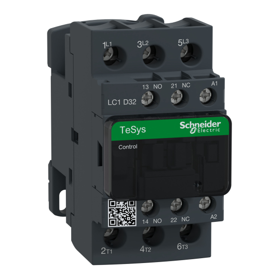 Schneider Electric LC1D32F7, TeSys Deca, 32 Amper, 15 kW, 3 Kutuplu, Kontaktör, 110 Volt AC, 1NA+1NK