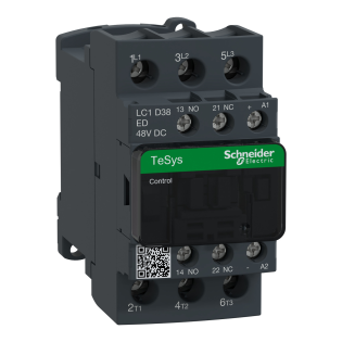 Schneider Electric LC1D38ED, TeSys Deca, 38 Amper, 18.5 kW, 3 Kutuplu, Kontaktör, 48 Volt DC, 1NA+1NK