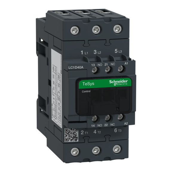 Schneider Electric LC1D40AE7, TeSys Deca, 40 Amper, 18.5 kW, 3 Kutuplu, Kontaktör, 48 Volt AC, 1NA+1NK