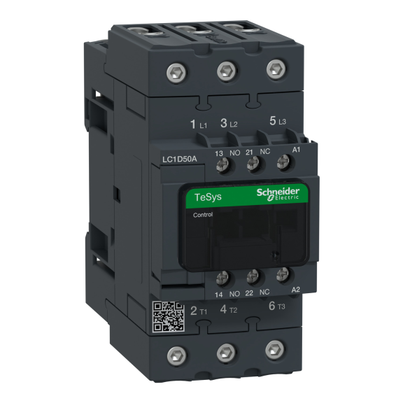 Schneider Electric LC1D50AM7, TeSys Deca, 50 Amper, 22 kW, 3 Kutuplu, Kontaktör, 220 Volt AC, 1NA+1NK