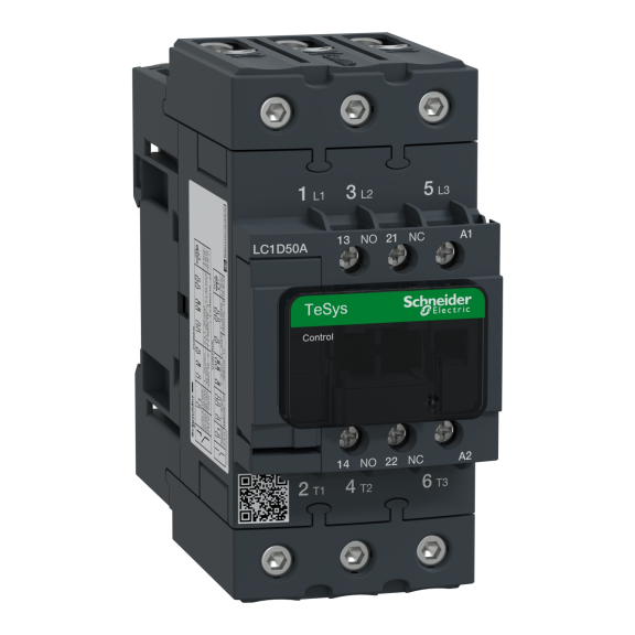 Schneider Electric LC1D50AQ7, TeSys Deca, 50 Amper, 22 kW, 3 Kutuplu, Kontaktör, 380 Volt AC, 1NA+1NK
