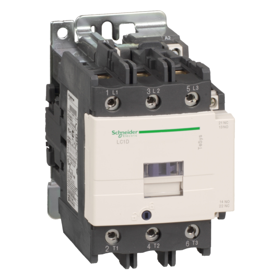 Schneider Electric LC1D95FD, TeSys Deca, 95 Amper, 45 kW, 3 Kutuplu, Kontaktör, 110 Volt DC, 1NA+1NK
