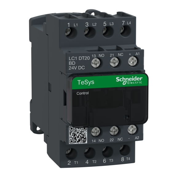Schneider Electric LC1DT20BD, TeSys Deca, 20 Amper, 4 Kutuplu, Kontaktör, 24 Volt DC, 1NA+1NK