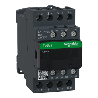 Schneider Electric LC1DT25BD, TeSys Deca, 25 Amper, 4 Kutuplu, Kontaktör, 24 Volt DC, 1NA+1NK