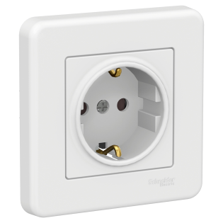 Schneider Electric LNA2900221, Leona, Beyaz, Çocuk Korumalı Topraklı Priz, Çerçeveli