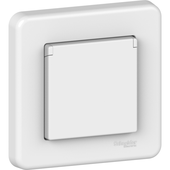Schneider Electric LNA3100221, Leona, Beyaz, Çocuk Korumalı Kapaklı Topraklı Priz, Çerçeveli