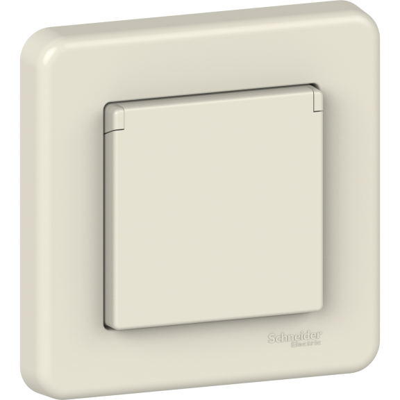 Schneider Electric LNA3100223, Leona, Krem, Çocuk Korumalı Kapaklı Topraklı Priz, Çerçeveli