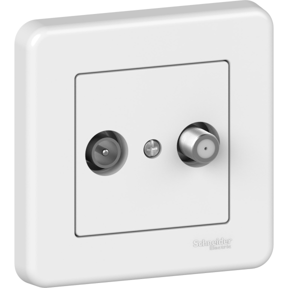 Schneider Electric LNA3400121, Leona, Beyaz, Uydu Sat ve TV Prizi Sonlu, Çerçeveli
