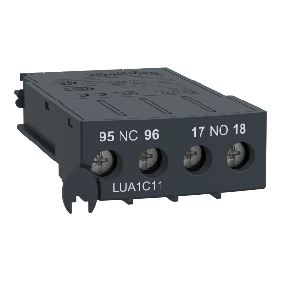 Schneider Electric LUA1C11, TeSys U, Entegre Motor Yolvericiler için Arıza+Hazır Yardımcı Kontak, 1NA+1NK