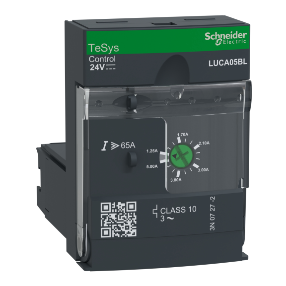 Schneider Electric LUCA05BL, TeSys U, 1.25-5 Amper, Entegre Motor Yolverici Standart Kontrol Ünitesi, Sınıf 10, Trifaze, 24 Volt DC