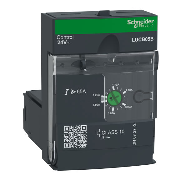 Schneider Electric LUCB05B, TeSys U, 1.25-5 Amper, Entegre Motor Yolverici İleri Seviye Kontrol Ünitesi, Sınıf 10, Trifaze, 24 Volt AC