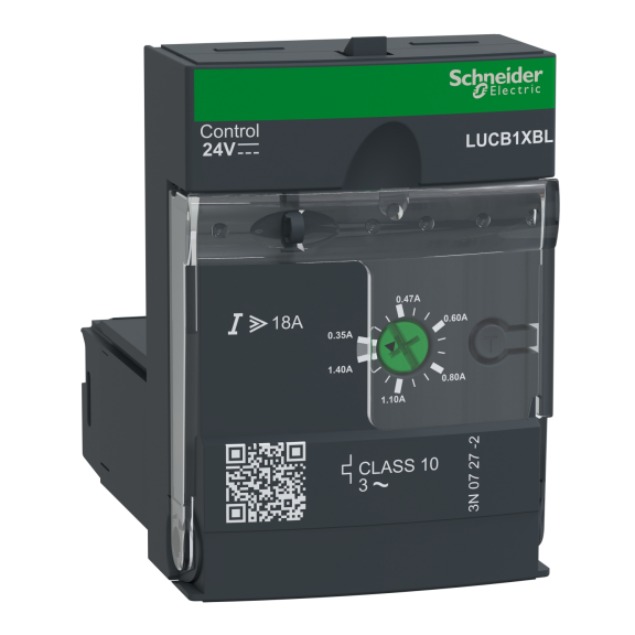 Schneider Electric LUCB1XBL, TeSys U, 0.35-1.4 Amper, Entegre Motor Yolverici İleri Seviye Kontrol Ünitesi, Sınıf 10, Trifaze, 24 Volt DC