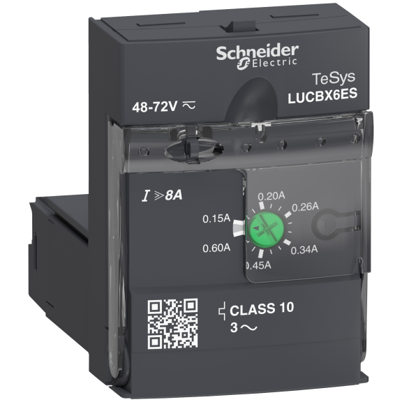 Schneider Electric LUCBX6ES, TeSys U, 0.15-0.6 Amper, Entegre Motor Yolverici İleri Seviye Kontrol Ünitesi, Sınıf 10, Trifaze, 48-72 Volt AC/DC