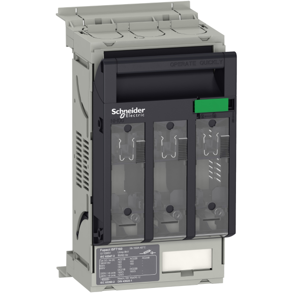 Schneider Electric LV480803, FuPact ISFT, 160 Amper, 3 Kutuplu, NH 00 Sigortalar için Yük Ayırıcı, 60mm Baraya Askı