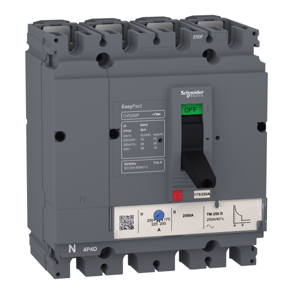 Schneider Electric LV510341, EasyPact CVS, 18-25 Amper, 4 Kutuplu, 36 kA, Kompakt Şalter, CVS100F, TM25D