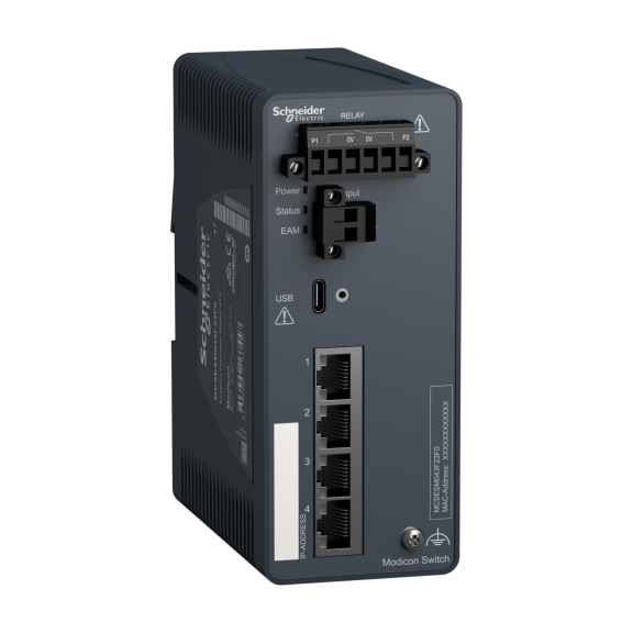 Schneider Electric MCSESM043F23F0, Modicon Networking, Yönetilebilir(Managed) Endüstriyel Ethernet Switch, 4 Port TX