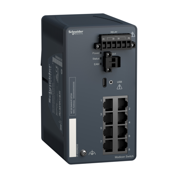 Schneider Electric MCSESM083F23F0H, Modicon Networking, Yönetilebilir(Managed) Endüstriyel Ethernet Switch, 8 Port TX, Harsh
