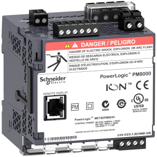 Schneider Electric METSEPM8213, PowerLogic PM8000, Enerji Kalite Analizörü, Ekransız, DIN Ray Tipi, 24 Volt DC