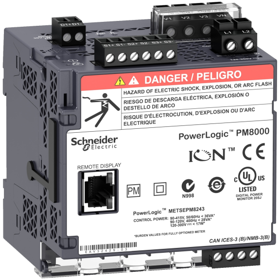 Schneider Electric METSEPM8213, PowerLogic PM8000, Enerji Kalite Analizörü, Ekransız, DIN Ray Tipi, 24 Volt DC