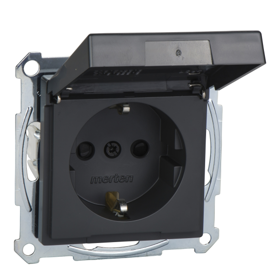 Schneider Electric MTN2314-0414, Merten System M, Antrasit, Kapaklı Topraklı Priz, Çocuk Korumalı, IP44