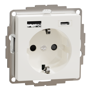 Schneider Electric MTN2367-0319, Merten System M, Beyaz, Topraklı Priz, Çocuk Korumalı, USB Type A+C, 3 Amper