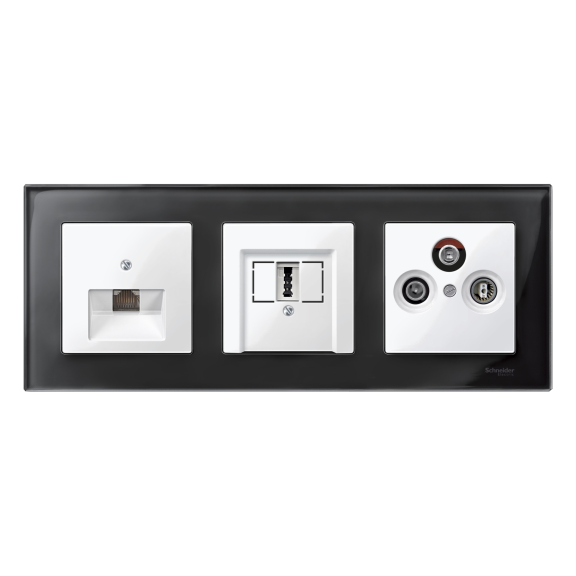 Schneider Electric MTN296019, Merten System M, Beyaz, USB, HDMI, VGA ve Hoparlör Kapağı