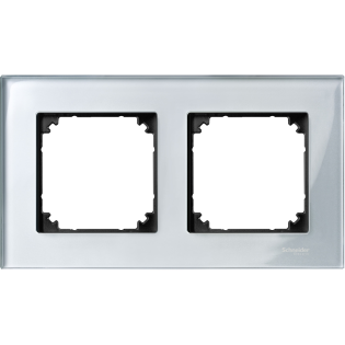 Schneider Electric MTN4020-3260, Merten System M-Elegance Glass, Gümüşi Elmas, İkili Çerçeve