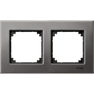 Schneider Electric MTN403214, Merten System M-Elegance Metal, Rodyum Grisi, İkili Çerçeve