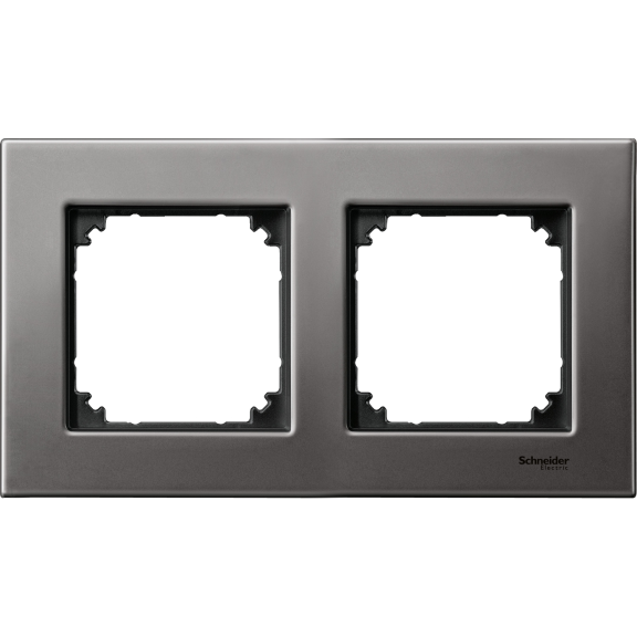 Schneider Electric MTN403214, Merten System M-Elegance Metal, Rodyum Grisi, İkili Çerçeve