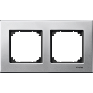 Schneider Electric MTN403260, Merten System M-Elegance Metal, Platinyum Gümüşü, İkili Çerçeve