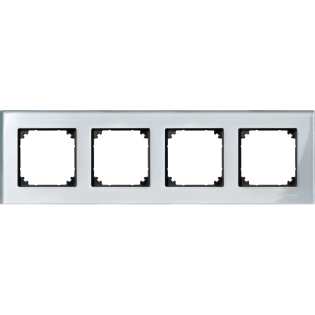 Schneider Electric MTN4040-3260, Merten System M-Elegance Glass, Gümüşi Elmas, Dörtlü Çerçeve