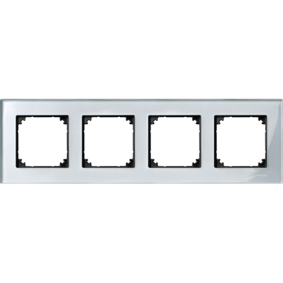 Schneider Electric MTN4040-3260, Merten System M-Elegance Glass, Gümüşi Elmas, Dörtlü Çerçeve