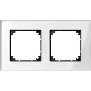 Schneider Electric MTN404219, Merten System M-Elegance Glass, Parlak Beyaz, İkili Çerçeve