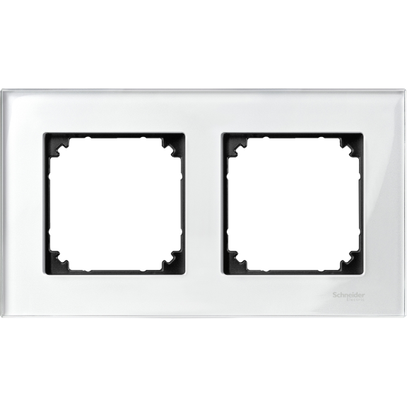 Schneider Electric MTN404219, Merten System M-Elegance Glass, Parlak Beyaz, İkili Çerçeve