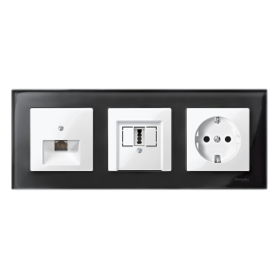 Schneider Electric MTN404303, Merten System M-Elegance Glass, Oniks Siyah, Üçlü Çerçeve