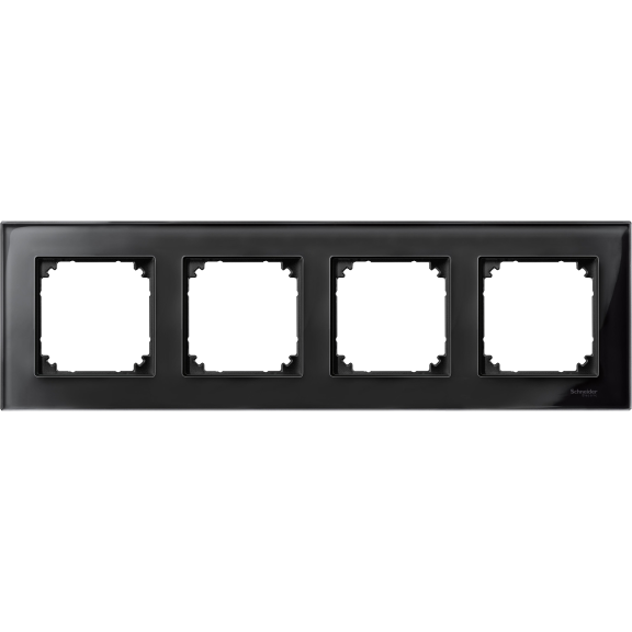 Schneider Electric MTN404403, Merten System M-Elegance Glass, Oniks Siyah, Dörtlü Çerçeve