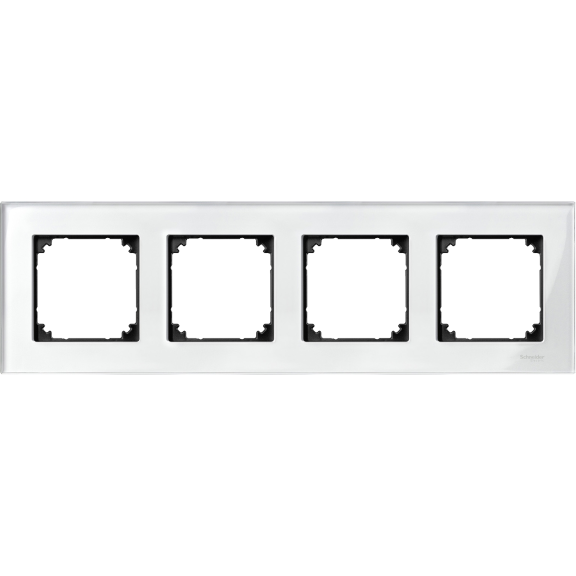 Schneider Electric MTN404419, Merten System M-Elegance Glass, Parlak Beyaz, Dörtlü Çerçeve