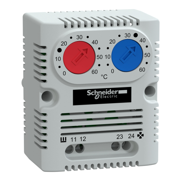 Schneider Electric NSYCCOTHD, ClimaSys, Isıtma ve Soğutma Uygulamaları için Çiftli Pano Termostatı, Kırmızı+Mavi, 0...+60°C, 1NA+1NK