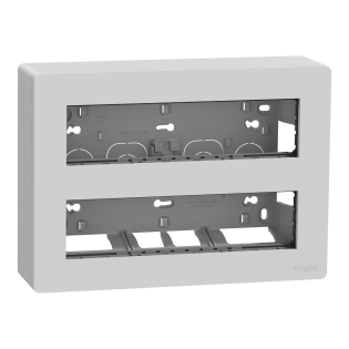 Schneider Electric NU121830, Unica System Plus, Alüminyum, 2x8 Modül Sıva Üstü Yatay Çalışma İstasyonu