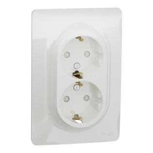 Schneider Electric NU206718, Unica, Beyaz, Topraklı Priz, Çocuk Korumalı, İkili, 2 Modül